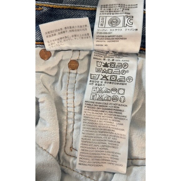 Levi's 501 Blue Denim Jeans Stonewash Button Fly Straight Leg 38x29 - Picture 6 of 8